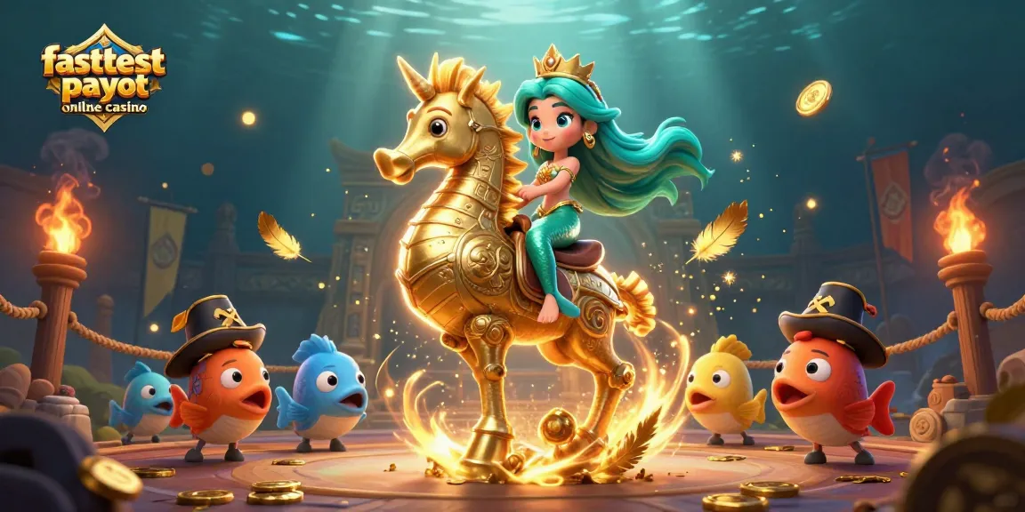 Join the fastest payout online casino adventure with colorful mermaids and treasure!